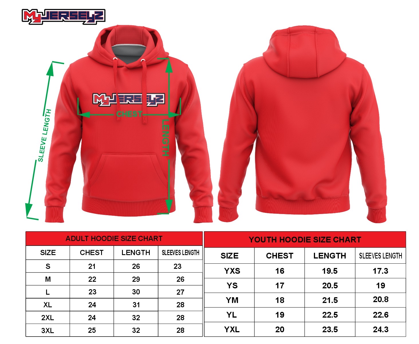 Hoodie Size Chart